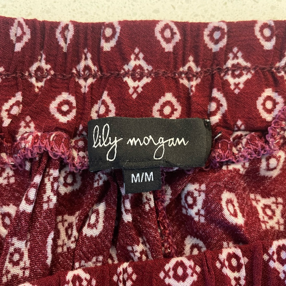 Lily Morgan Red & White Boho Asymmetrical Skirt 💯 Rayon EUC - Picture 8 of 9